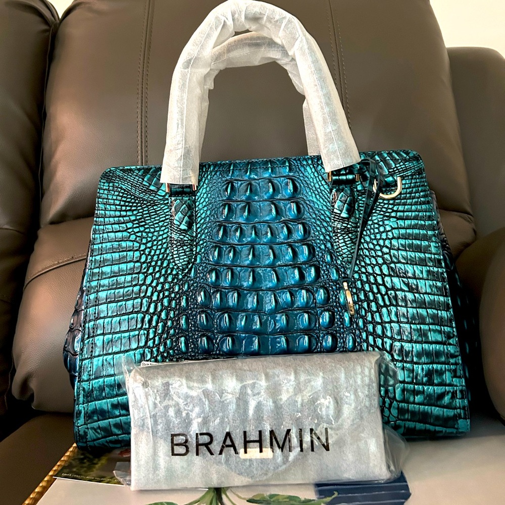 Brahmin Blue Patina Small Finley and Veronica Wallet - Picture 6 of 16